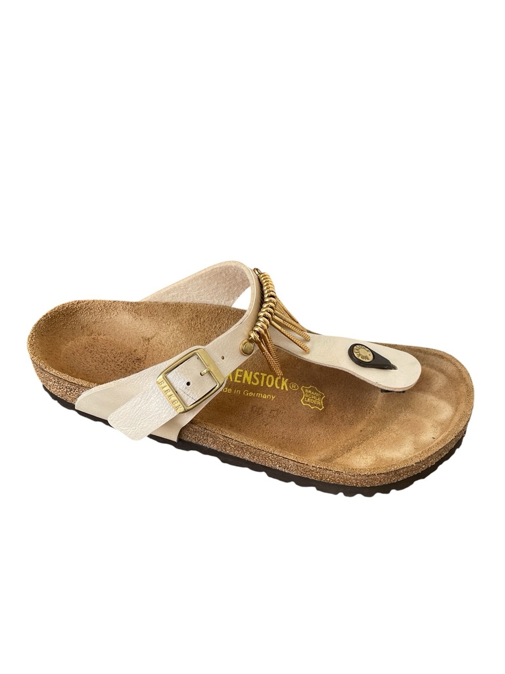 Birkenstock Rare Boho Cream Fringe Gizeh Thong Sandals 7 - Picture 2 of 13